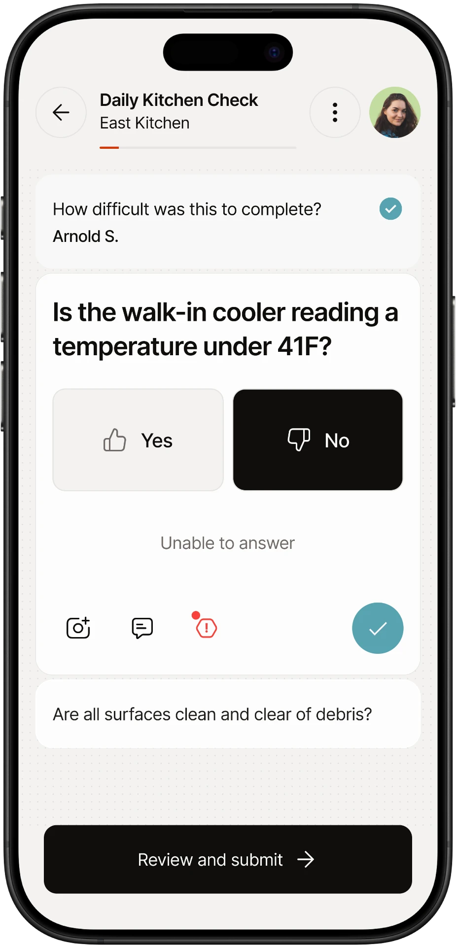 A quick yes/no question flags the cooler.